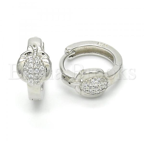 Bruna Brooks Sterling Silver 02.175.0167.15 Huggie Hoop, with White Micro Pave, Polished Finish, Rhodium Tone