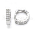Bruna Brooks Sterling Silver 02.332.0014.12 Huggie Hoop, with White Cubic Zirconia, Polished Finish, Rhodium Tone