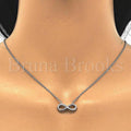 Sterling Silver Fancy Necklace, Infinite Design, with Crystal, Rhodium Tone