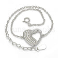 Sterling Silver 03.336.0001.07 Fancy Bracelet, Heart Design, with White Micro Pave, Polished Finish, Rhodium Tone