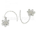 Sterling Silver 02.366.0001 Dangle Earring, Flower Design, with White Cubic Zirconia, Polished Finish, Rhodium Tone