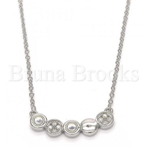 Bruna Brooks Sterling Silver 04.336.0064.16 Fancy Necklace, with White Crystal, Polished Finish, Rhodium Tone
