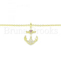 Sterling Silver 04.336.0187.2.16 Fancy Necklace, Anchor and Heart Design, with Ruby and White Micro Pave, Polished Finish, Golden Tone
