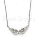 Bruna Brooks Sterling Silver 04.336.0034.16 Fancy Necklace, with White Crystal, Polished Finish, Rhodium Tone