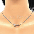 Sterling Silver 04.336.0153.16 Fancy Necklace, Heart Design, with White Crystal, Polished Finish, Rhodium Tone