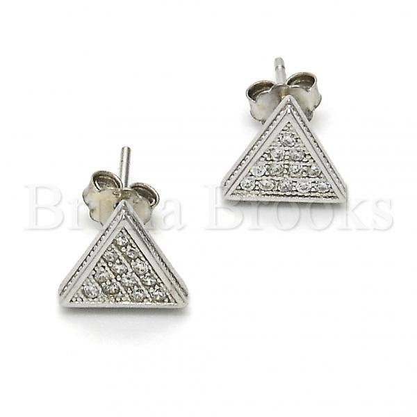 Sterling Silver 02.175.0100 Stud Earring, with White Micro Pave, Polished Finish, Rhodium Tone