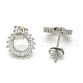 Sterling Silver 02.285.0005 Stud Earring, Star Design, with White Cubic Zirconia, Polished Finish, Rhodium Tone