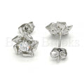 Sterling Silver 02.285.0052 Stud Earring, Flower Design, with White Cubic Zirconia, Polished Finish,