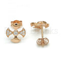 Sterling Silver 02.285.0047 Stud Earring, with White Cubic Zirconia, Polished Finish, Rose Gold Tone