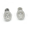 Sterling Silver 02.186.0107 Stud Earring, with White Crystal, Polished Finish, Rhodium Tone