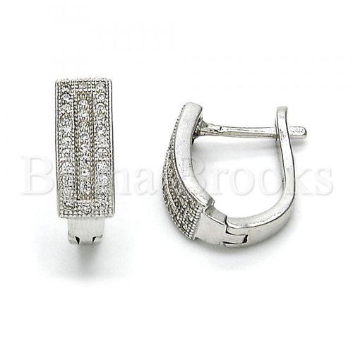 Bruna Brooks Sterling Silver 02.175.0042.10 Huggie Hoop, with White Micro Pave, Polished Finish, Rhodium Tone