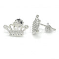 Bruna Brooks Sterling Silver 02.336.0002 Stud Earring, Crown Design, with White Cubic Zirconia, Polished Finish, Rhodium Tone