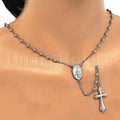 Sterling Silver 09.285.0002.28 Thin Rosary, Virgen Maria and Cross Design, Polished Finish, Rhodium Tone