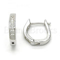 Bruna Brooks Sterling Silver 02.186.0036.15 Huggie Hoop, with White Cubic Zirconia, Polished Finish, Rhodium Tone