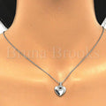 Sterling Silver 05.336.0014 Fancy Pendant, Heart Design, with White Crystal, Polished Finish, Rhodium Tone