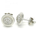 Sterling Silver Stud Earring, with Crystal, Rhodium Tone