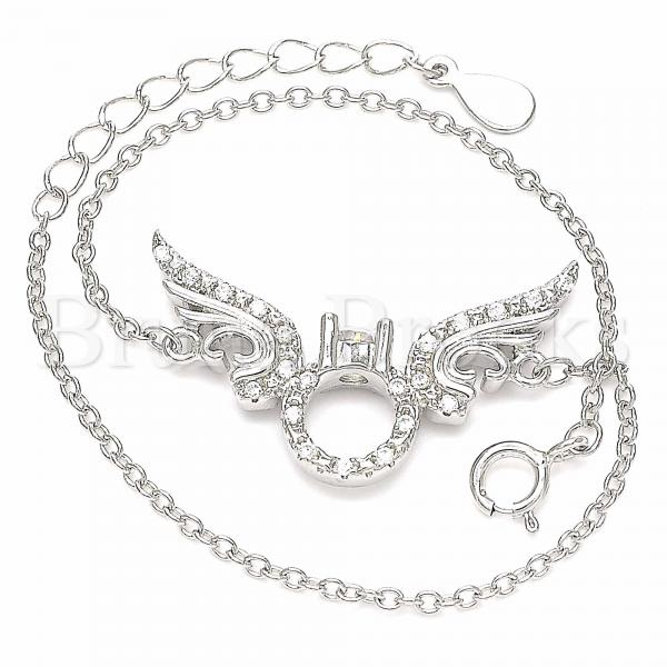 Sterling Silver 03.336.0088.07 Fancy Bracelet, with White Crystal, Polished Finish, Rhodium Tone