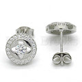 Sterling Silver 02.285.0090 Stud Earring, with White Cubic Zirconia and White Crystal, Polished Finish, Rhodium Tone