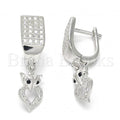 Bruna Brooks Sterling Silver 02.186.0080 Dangle Earring, with Black and White Micro Pave, Polished Finish, Rhodium Tone