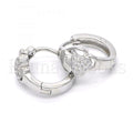 Sterling Silver 02.175.0170.15 Huggie Hoop, Heart Design, with White Micro Pave, Polished Finish, Rhodium Tone