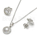 Sterling Silver 10.275.0016 Earring and Pendant Adult Set, with White Cubic Zirconia, Polished Finish, Rhodium Tone