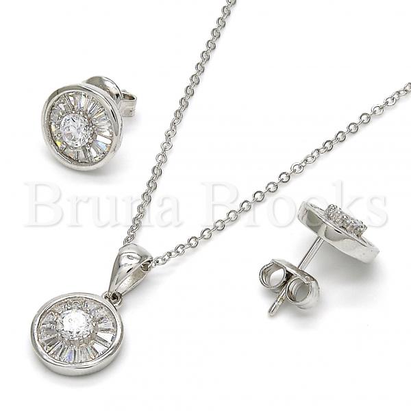 Sterling Silver 10.275.0016 Earring and Pendant Adult Set, with White Cubic Zirconia, Polished Finish, Rhodium Tone