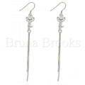 Bruna Brooks Sterling Silver 02.183.0027 Long Earring, key Design, with White Cubic Zirconia, Polished Finish, Rhodium Tone