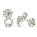 Bruna Brooks Sterling Silver 02.286.0031 Stud Earring, Infinite Design, with White Crystal, Polished Finish, Rhodium Tone