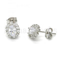 Bruna Brooks Sterling Silver 02.285.0035 Stud Earring, with White Cubic Zirconia, Polished Finish, Rhodium Tone