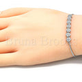 Sterling Silver 03.286.0012.11 Fancy Bracelet, Flower Design, with White Cubic Zirconia, Polished Finish, Rhodium Tone