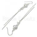 Sterling Silver 02.183.0027 Long Earring, key Design, with White Cubic Zirconia, Polished Finish, Rhodium Tone