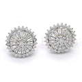 Sterling Silver 02.175.0125 Stud Earring, with White Cubic Zirconia, Polished Finish, Rhodium Tone