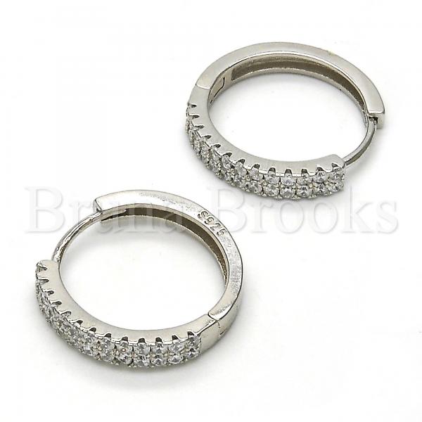 Sterling Silver 02.175.0081.20 Huggie Hoop, with White Cubic Zirconia, Polished Finish, Rhodium Tone
