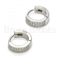 Sterling Silver 02.175.0076.10 Huggie Hoop, with White Micro Pave, Polished Finish, Rhodium Tone