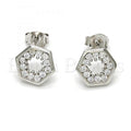 Sterling Silver 02.285.0021 Stud Earring, with White Cubic Zirconia, Polished Finish, Rhodium Tone