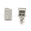 Sterling Silver 02.175.0099 Stud Earring, with White Micro Pave, Polished Finish, Rhodium Tone