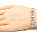 Sterling Silver Fancy Bracelet, with Cubic Zirconia and Micro Pave, Rhodium Tone
