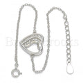 Sterling Silver 03.336.0001.07 Fancy Bracelet, Heart Design, with White Micro Pave, Polished Finish, Rhodium Tone
