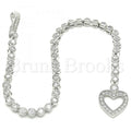 Sterling Silver 03.286.0003.08 Fancy Bracelet, Heart Design, with White Cubic Zirconia, Polished Finish, Rhodium Tone