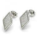 Sterling Silver 02.285.0080 Stud Earring, with White Cubic Zirconia, Polished Finish, Rhodium Tone