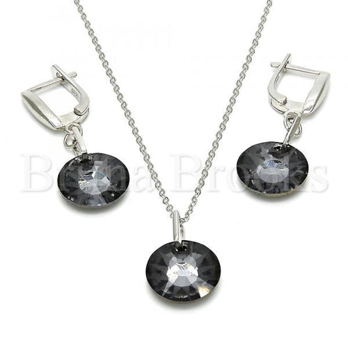 Sterling Silver Earring and Pendant Adult Set, with Swarovski Crystals, Rhodium Tone