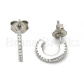 Bruna Brooks Sterling Silver 02.291.0015 Stud Earring, with White Crystal, Polished Finish, Rhodium Tone