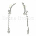 Sterling Silver 02.367.0015 Long Earring, with White Cubic Zirconia, Polished Finish, Rhodium Tone