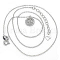 Sterling Silver Fancy Necklace, with Cubic Zirconia, Rhodium Tone