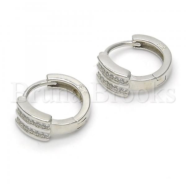 Sterling Silver 02.175.0139.15 Huggie Hoop, with White Micro Pave, Polished Finish, Rhodium Tone