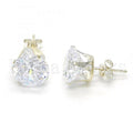Bruna Brooks Sterling Silver 02.63.2610 Stud Earring, with White Cubic Zirconia, Polished Finish,