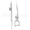 Sterling Silver 02.186.0090 Long Earring, Butterfly Design, Polished Finish, Rhodium Tone