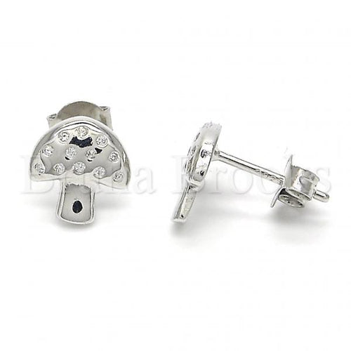 Bruna Brooks Sterling Silver 02.336.0053 Stud Earring, with White Cubic Zirconia, Polished Finish, Rhodium Tone
