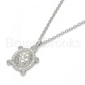 Sterling Silver 04.336.0066.16 Fancy Necklace, Turtle Design, with White Micro Pave, Polished Finish, Rhodium Tone