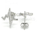 Sterling Silver 02.336.0038 Stud Earring, with White Crystal, Polished Finish, Rhodium Tone